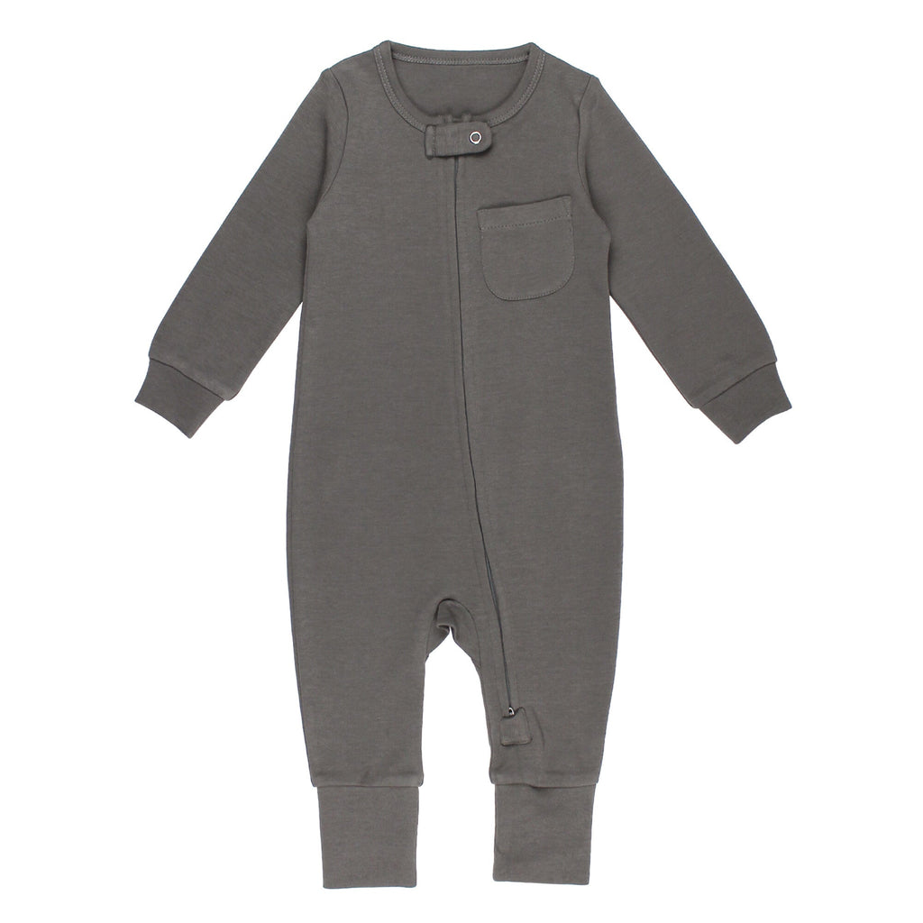 Gray | Organic Zipper Romper