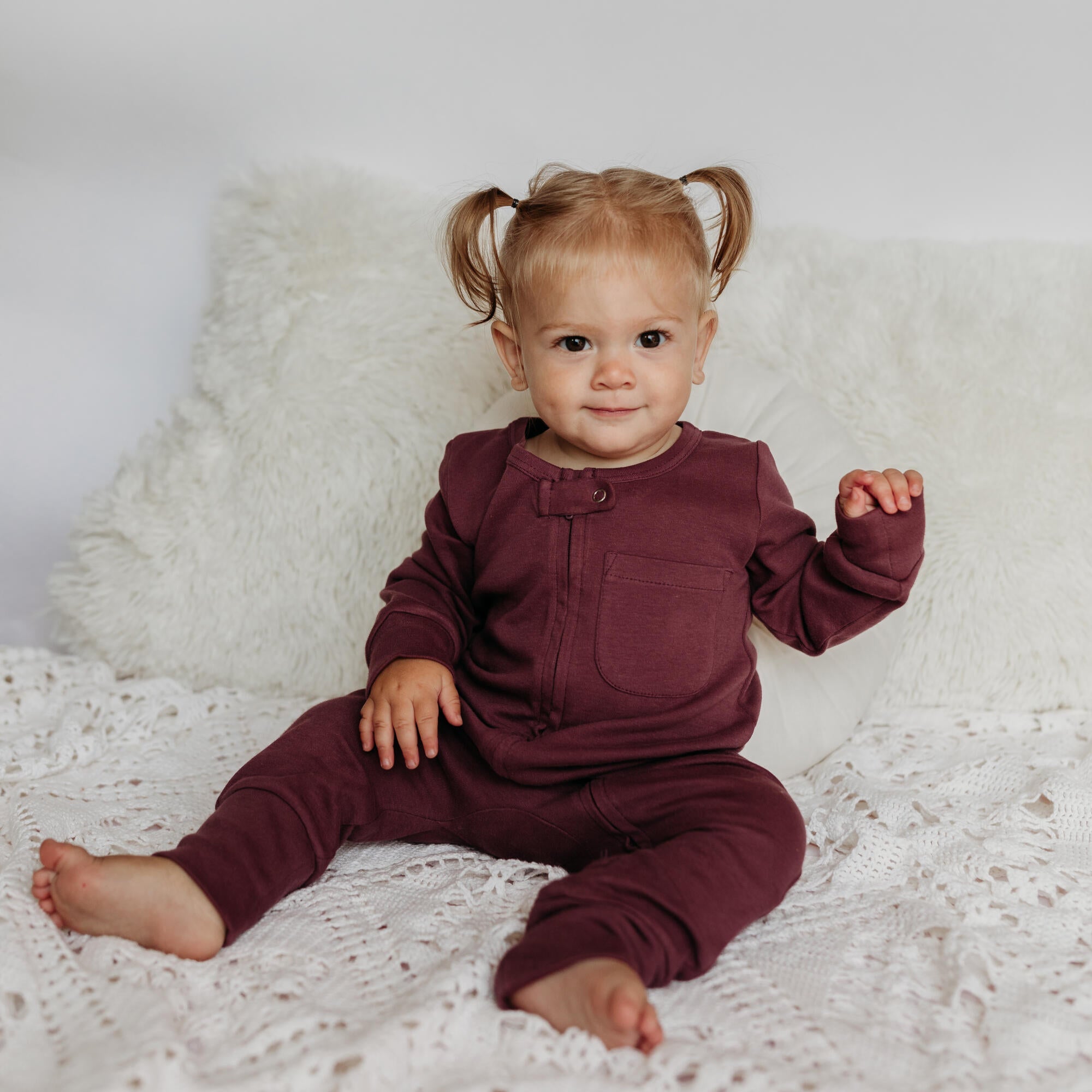 Plum | Organic Zipper Romper
