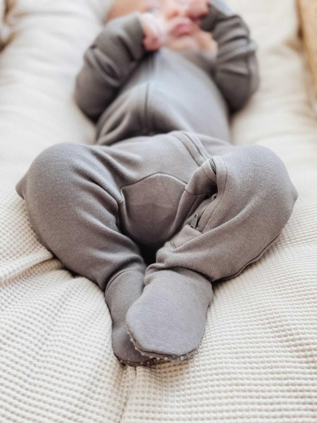 Gray | Organic Zipper Footie