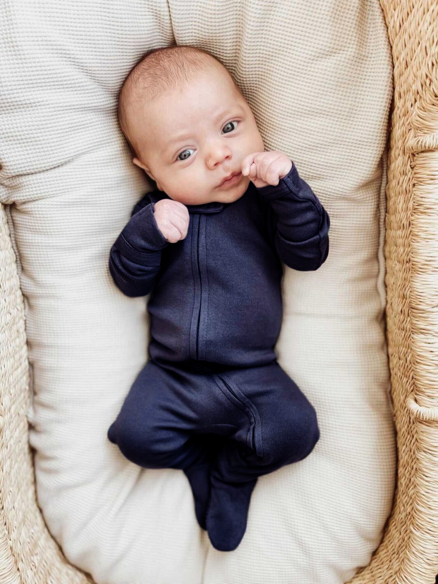 Navy | Organic Zipper Footie