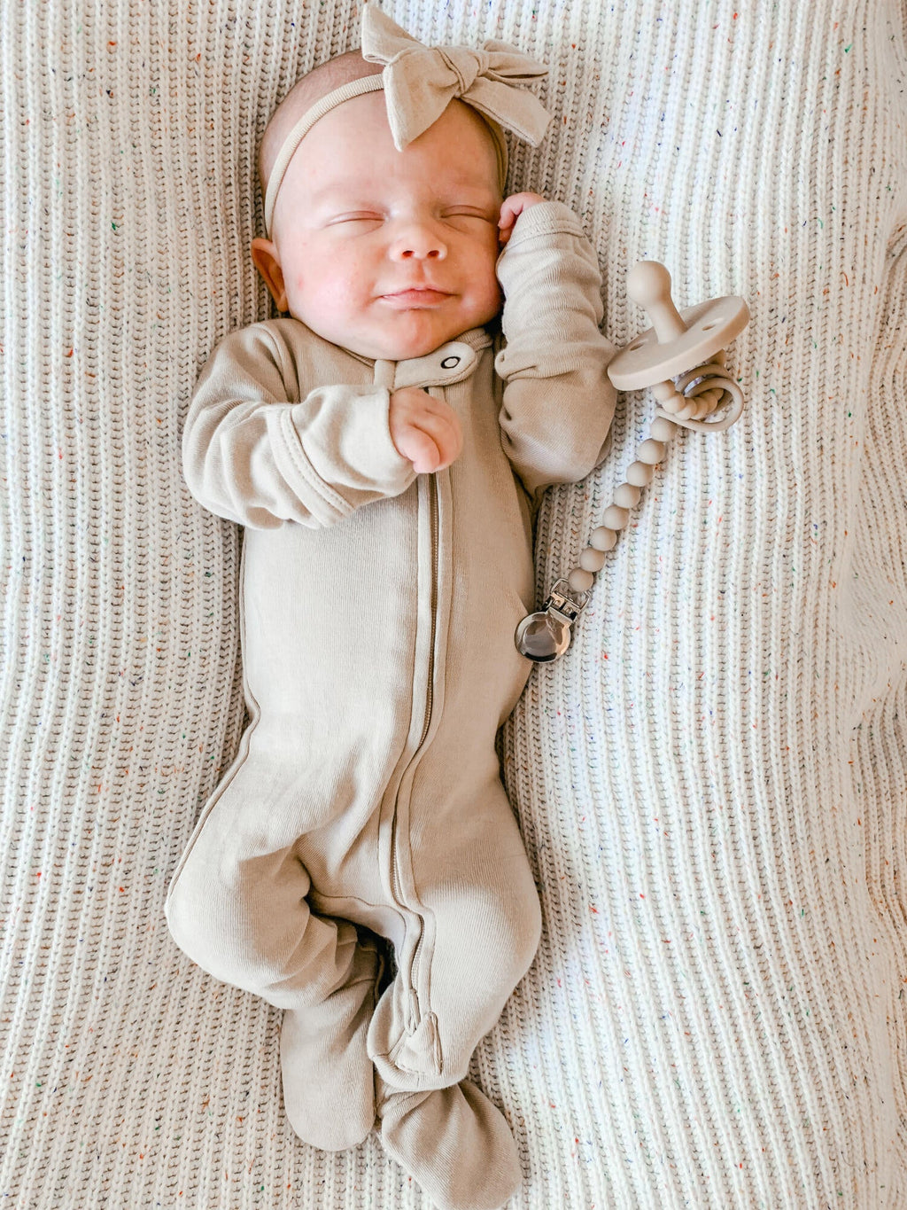 Stone | Organic Zipper Footie