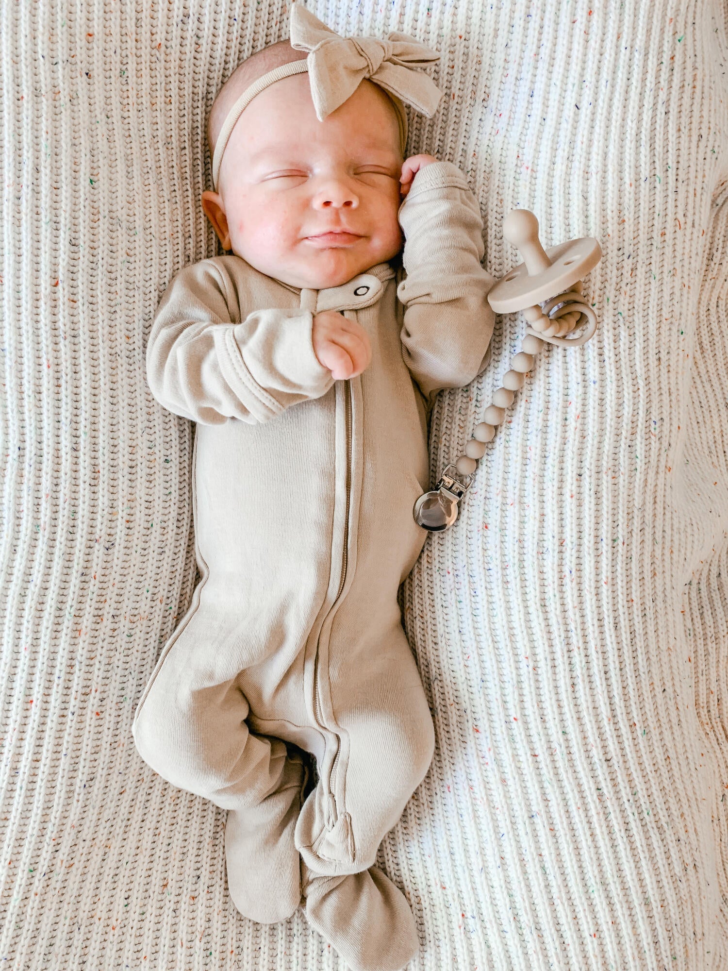 Stone | Organic Zipper Footie