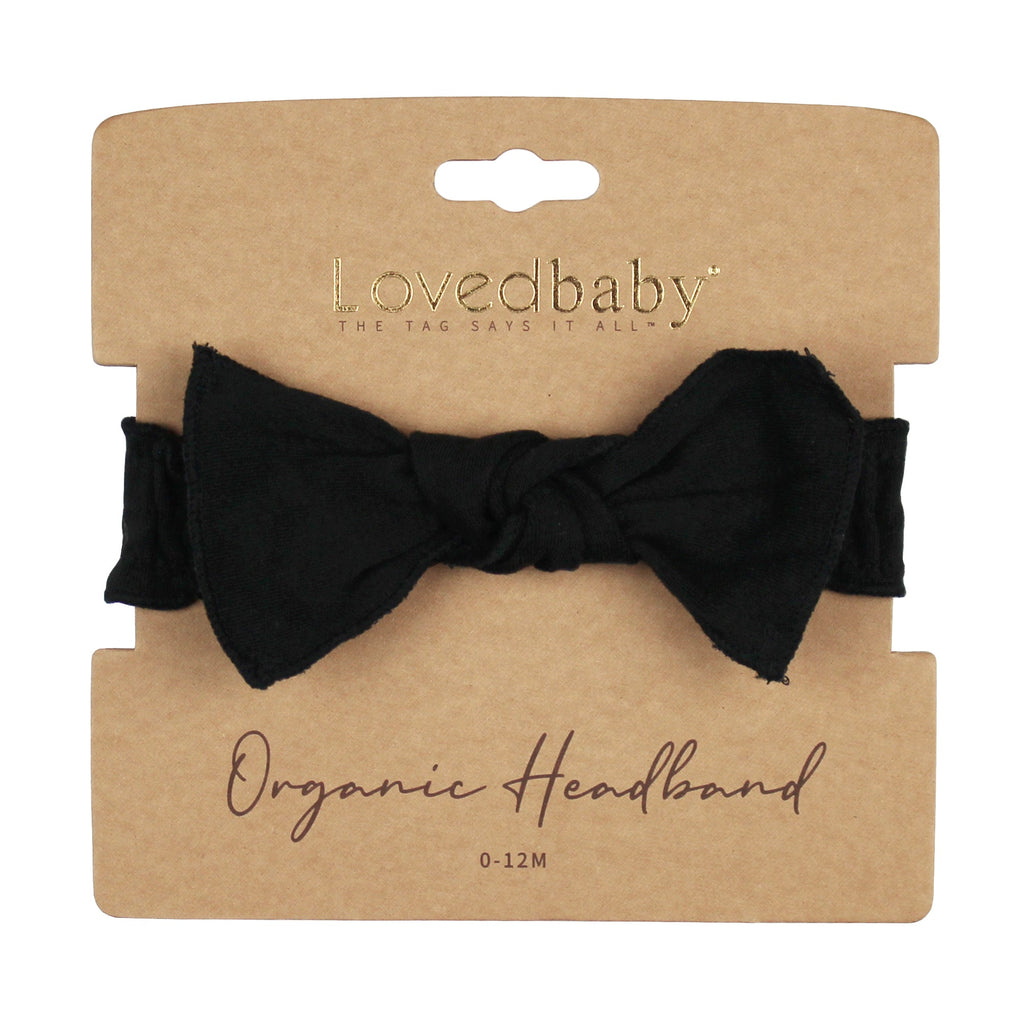 Black | Organic Smocked Tie Headband