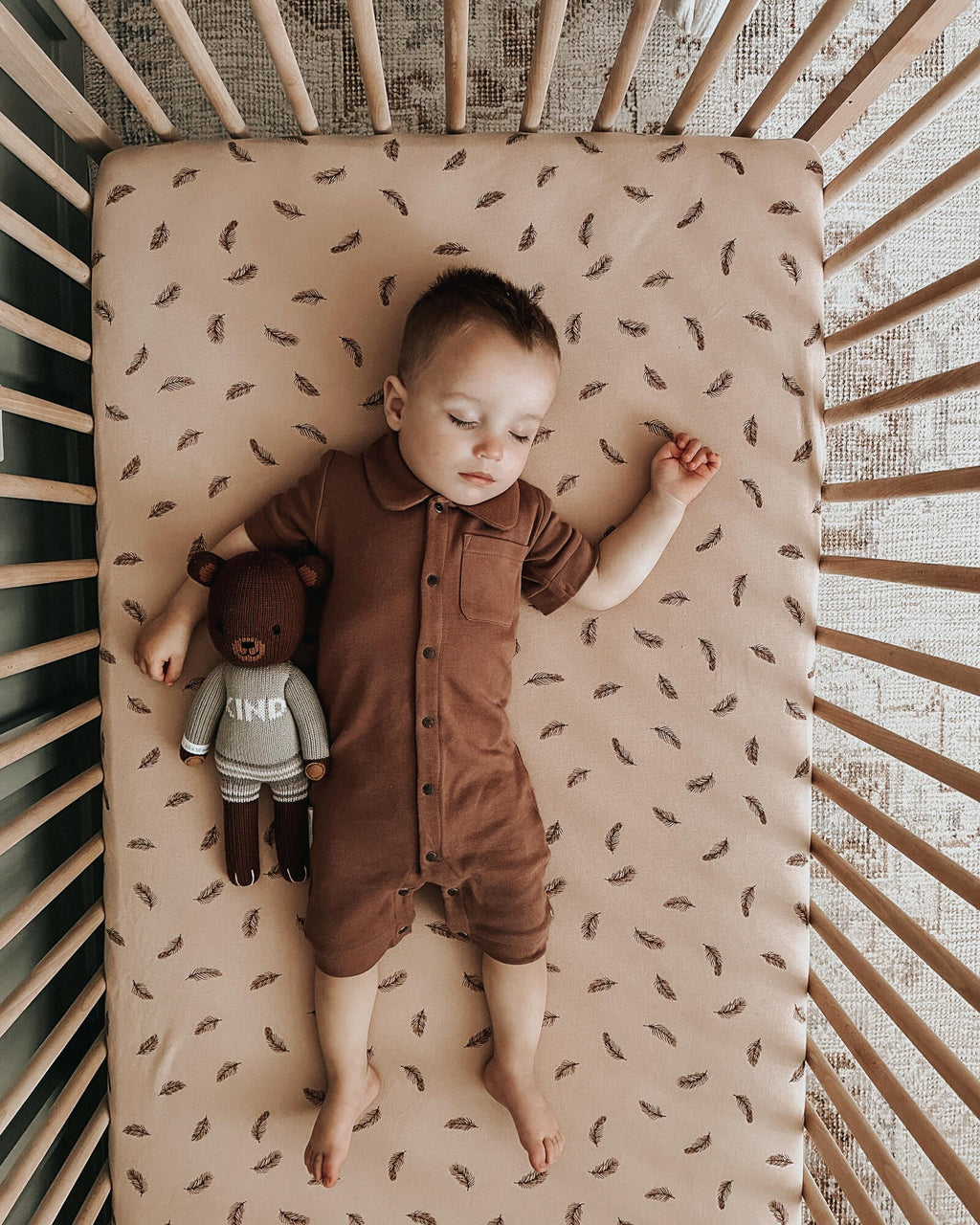 Oatmeal Feather | Organic Crib Sheets