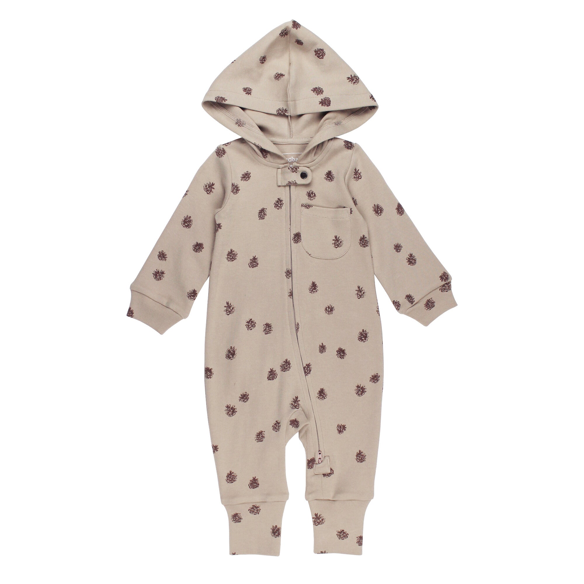 Oatmeal Pinecone | Organic Zipper Romper