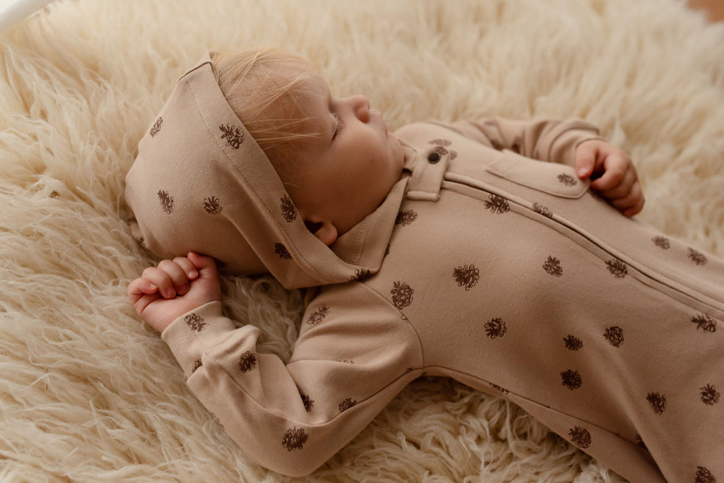 Oatmeal Pinecone | Organic Zipper Romper