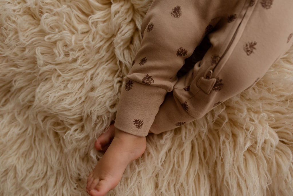 Oatmeal Pinecone | Organic Zipper Romper