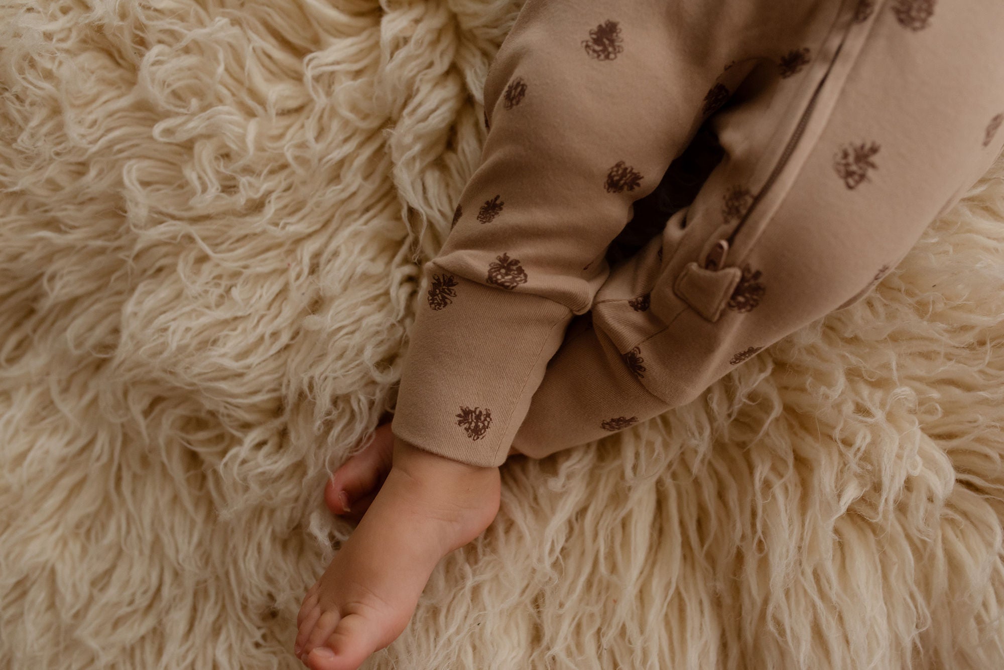 Oatmeal Pinecone | Organic Zipper Romper