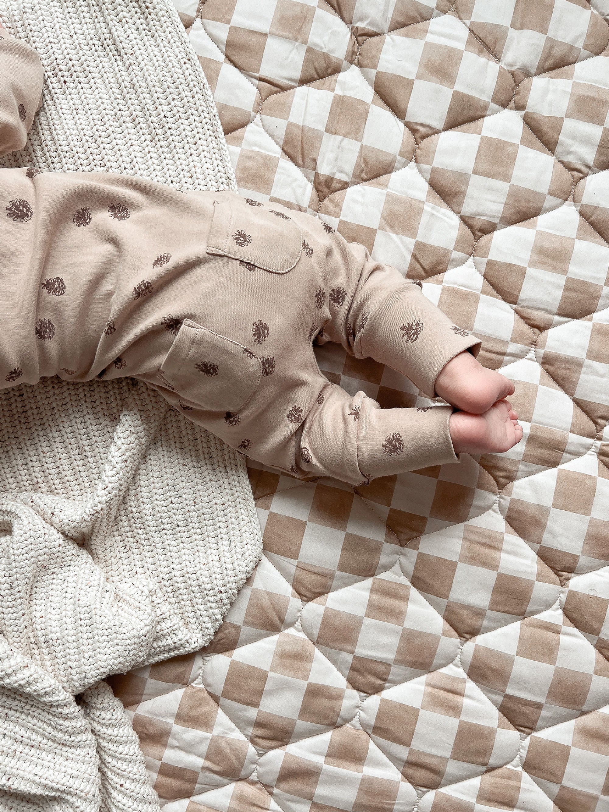 Oatmeal Pinecone | Organic Zipper Romper