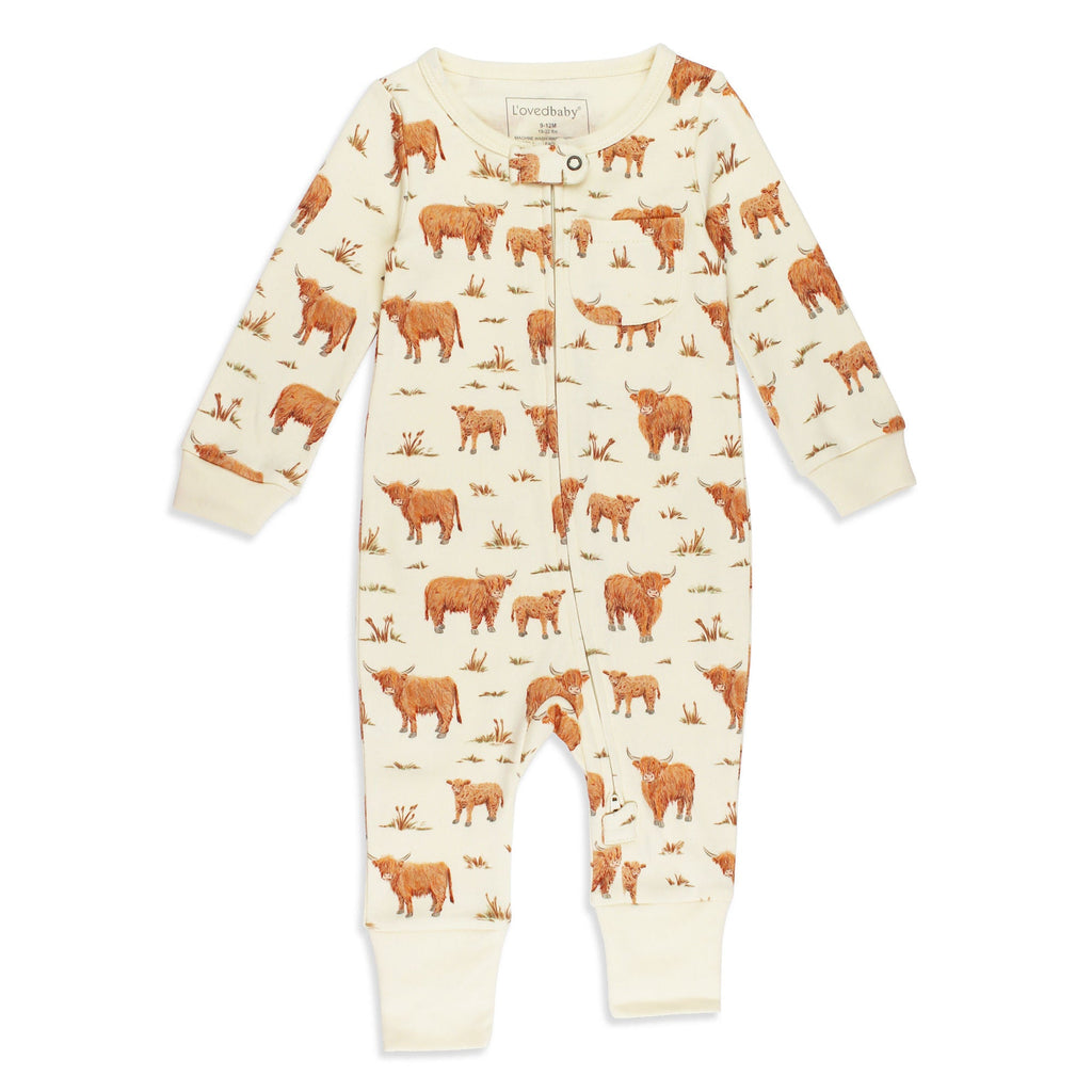 Highland Cow | Organic Zipper Romper