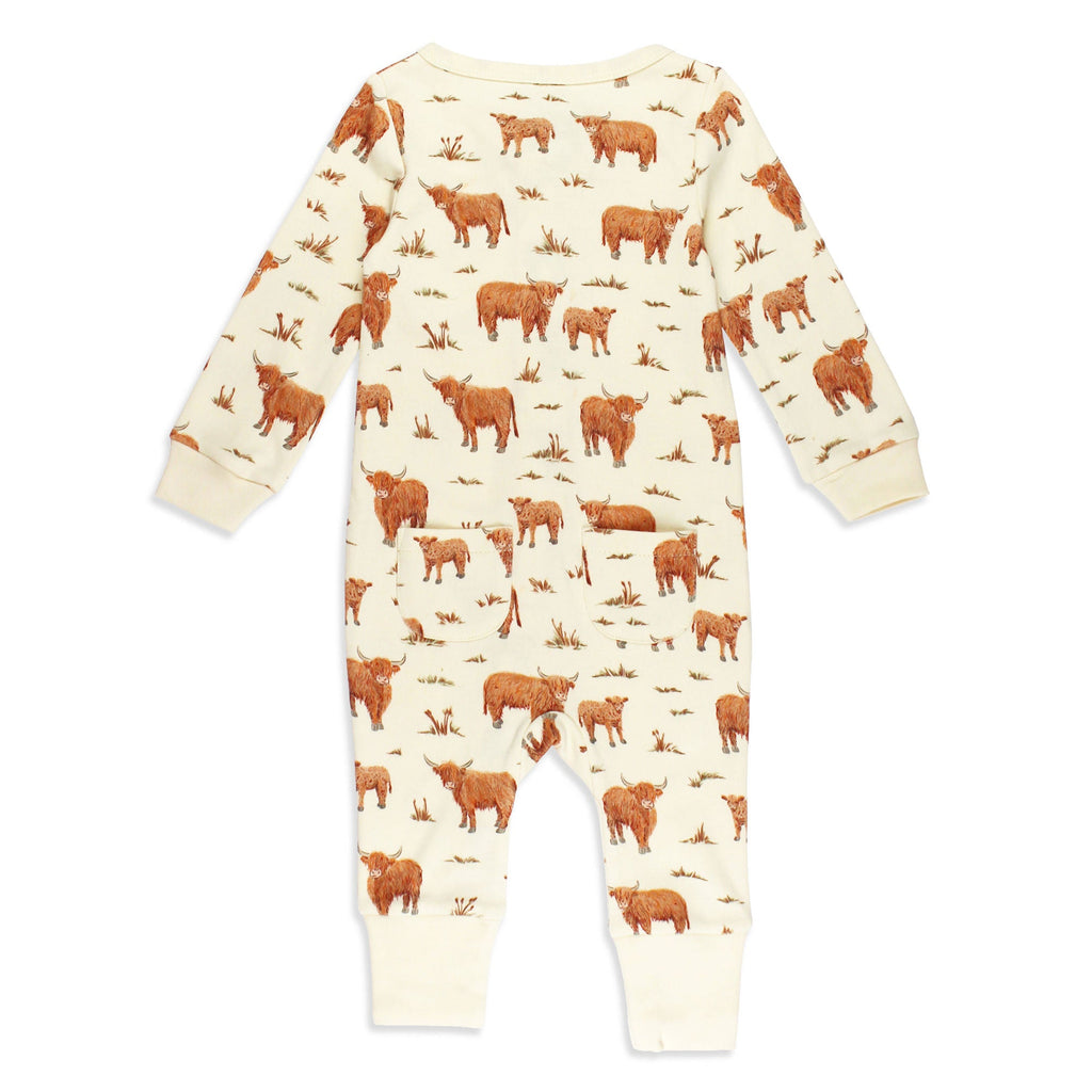 Highland Cow | Organic Zipper Romper