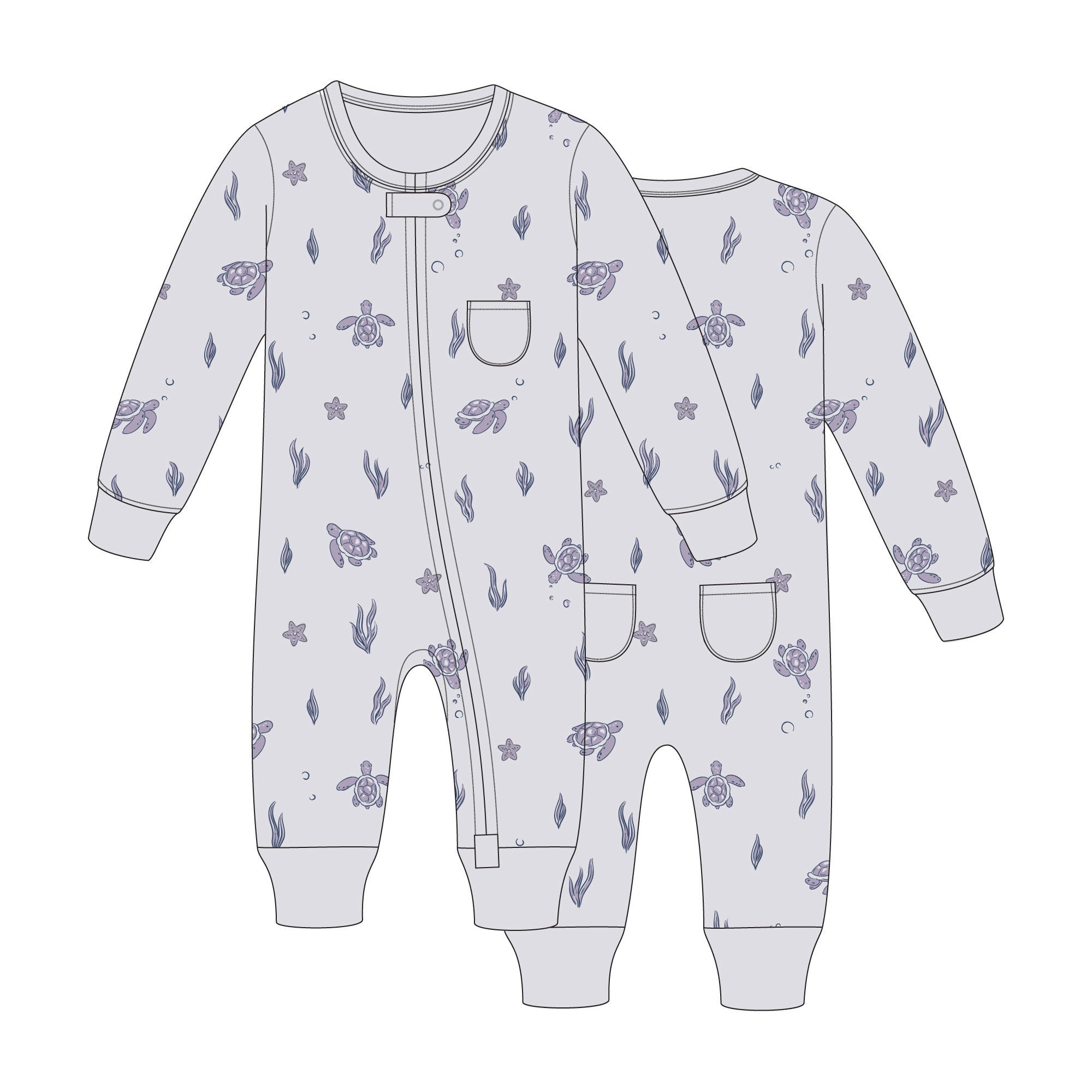 Sea Turtle | Organic Zipper Romper