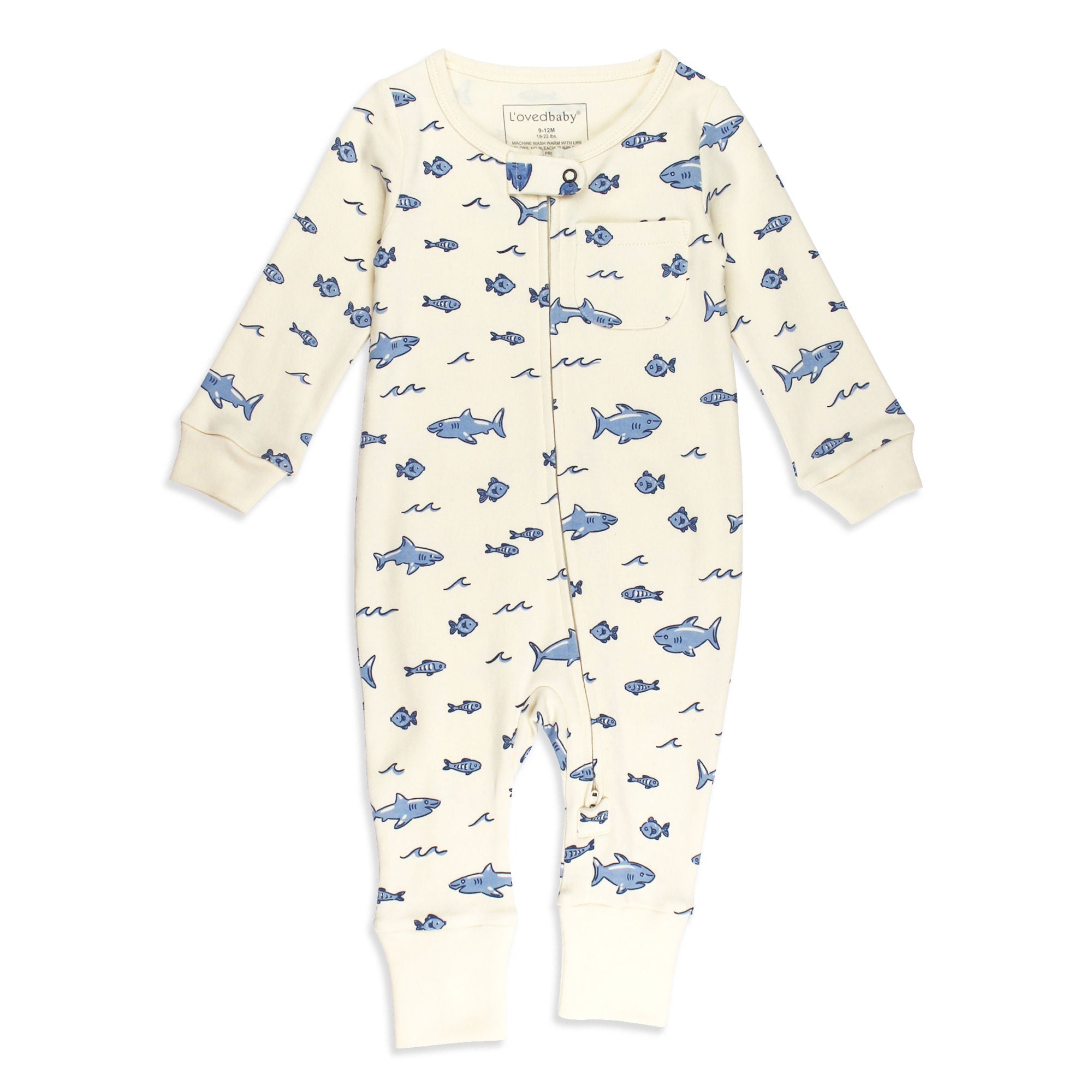 Shark | Organic Zipper Romper