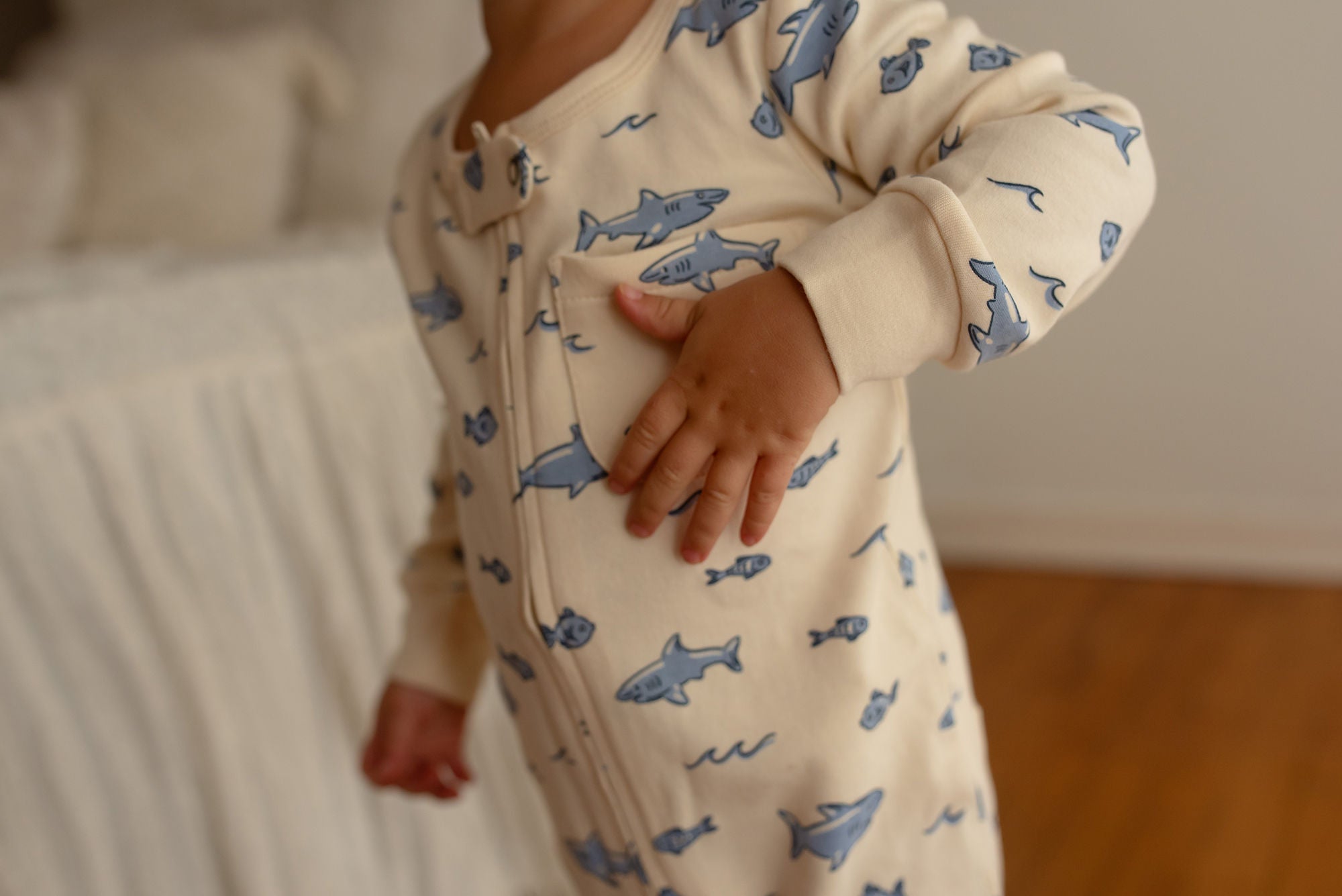 Shark | Organic Zipper Romper