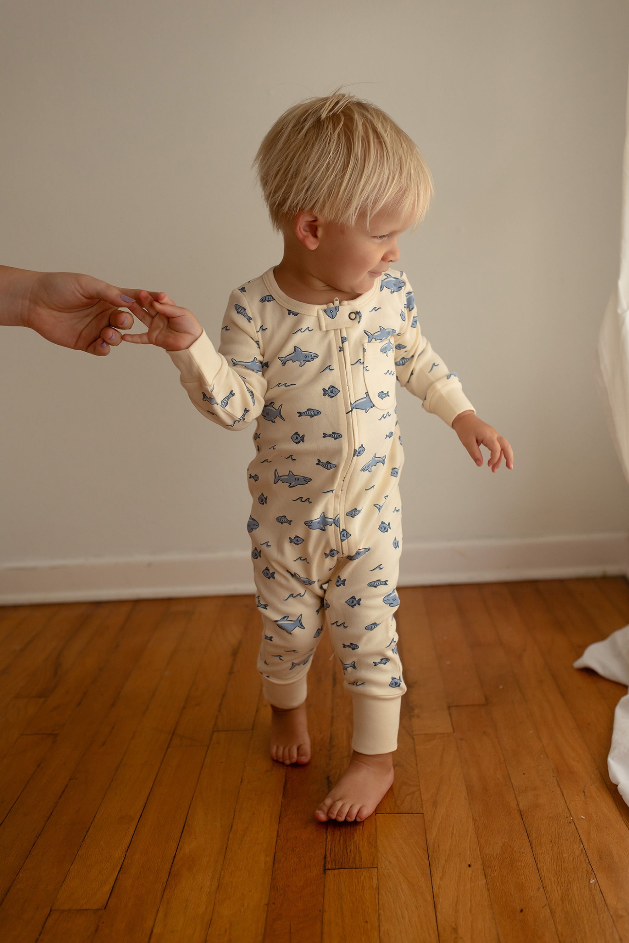 Shark | Organic Zipper Romper