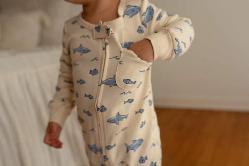 Shark | Organic Zipper Romper