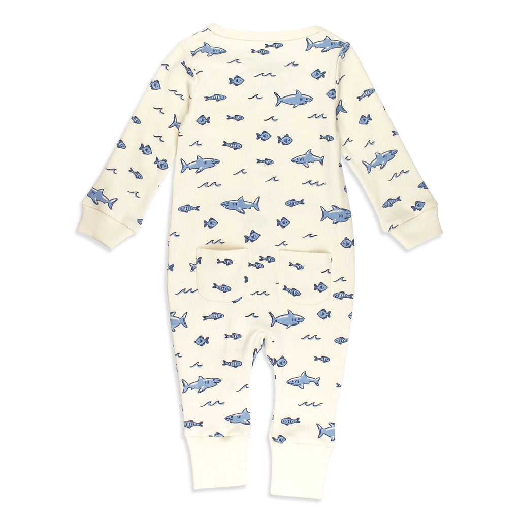 Shark | Organic Zipper Romper