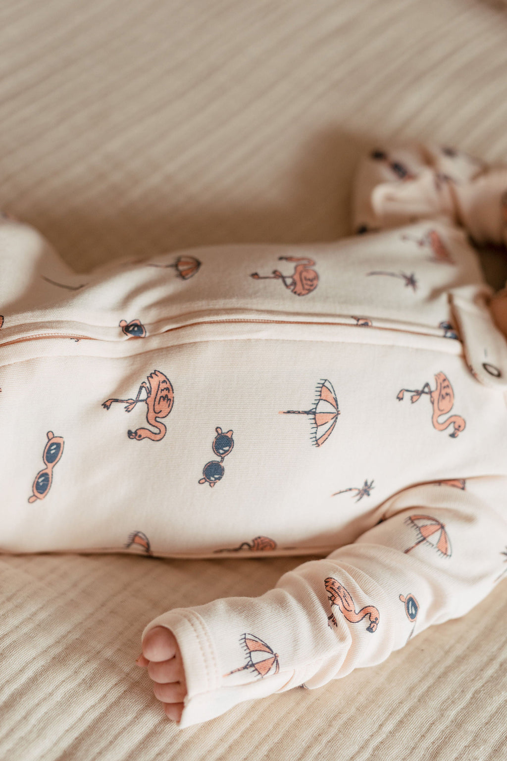 Flamingo | Organic Zipper Footie