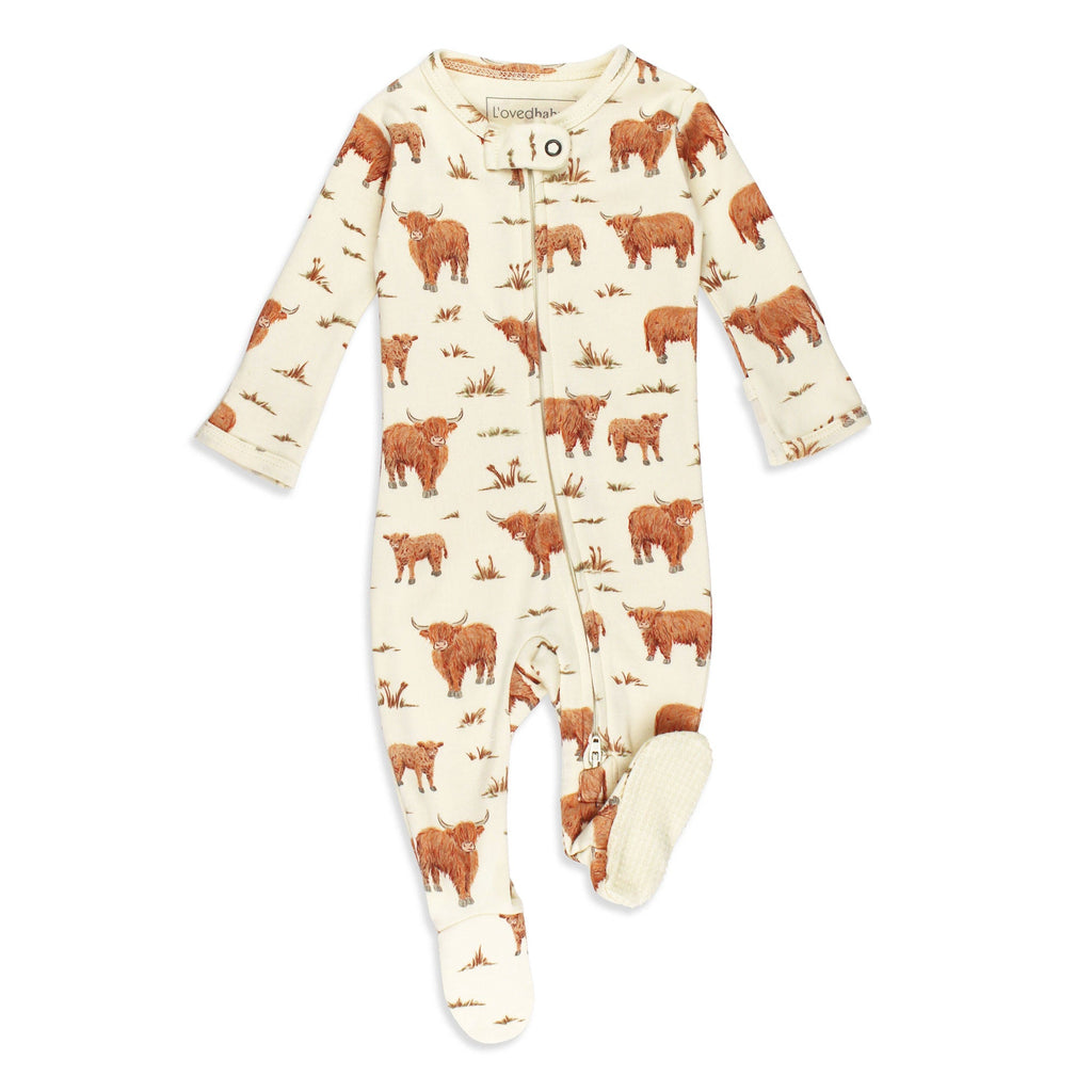 Highland Cow | Organic Zipper Footie