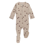 Oatmeal Pinecone | Organic Zipper Footie