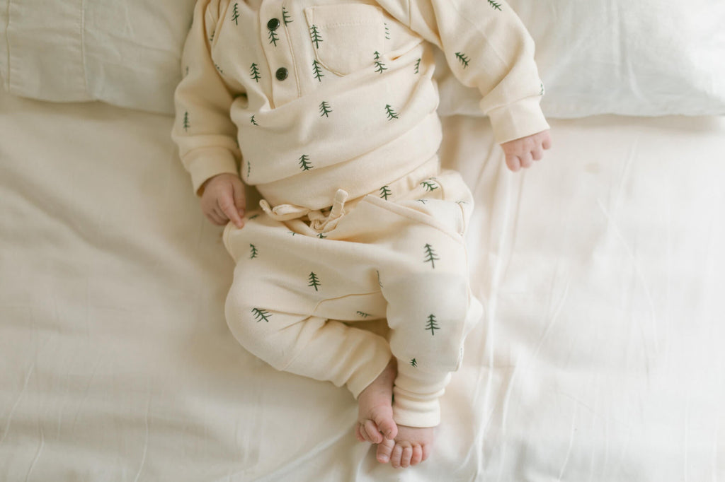 Buttercream Tree | Organic Henley Sweatshirt & Jogger Set