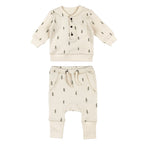 Buttercream Tree | Organic Henley Sweatshirt & Jogger Set