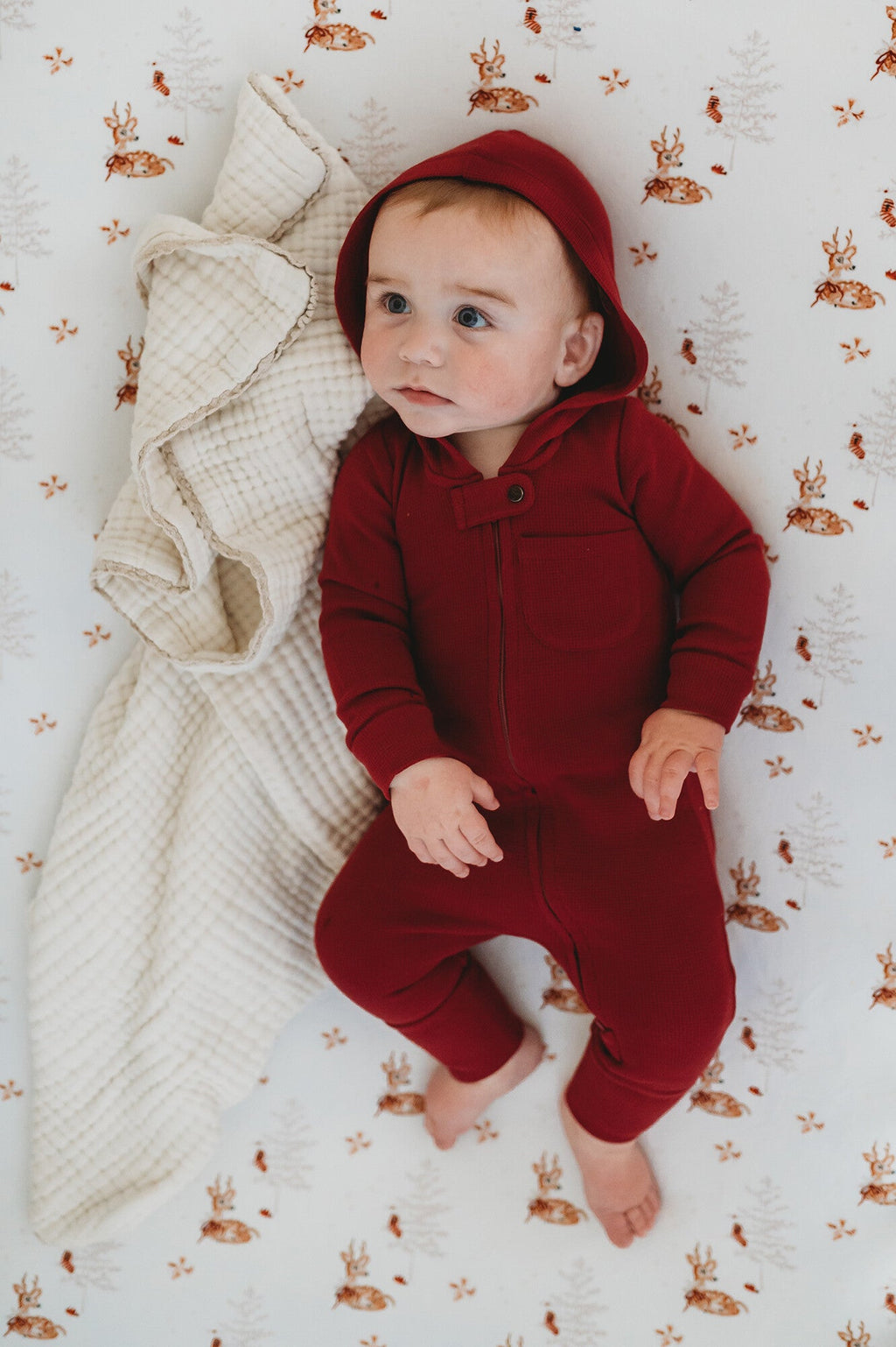 Crimson | Organic Thermal Zipper Romper