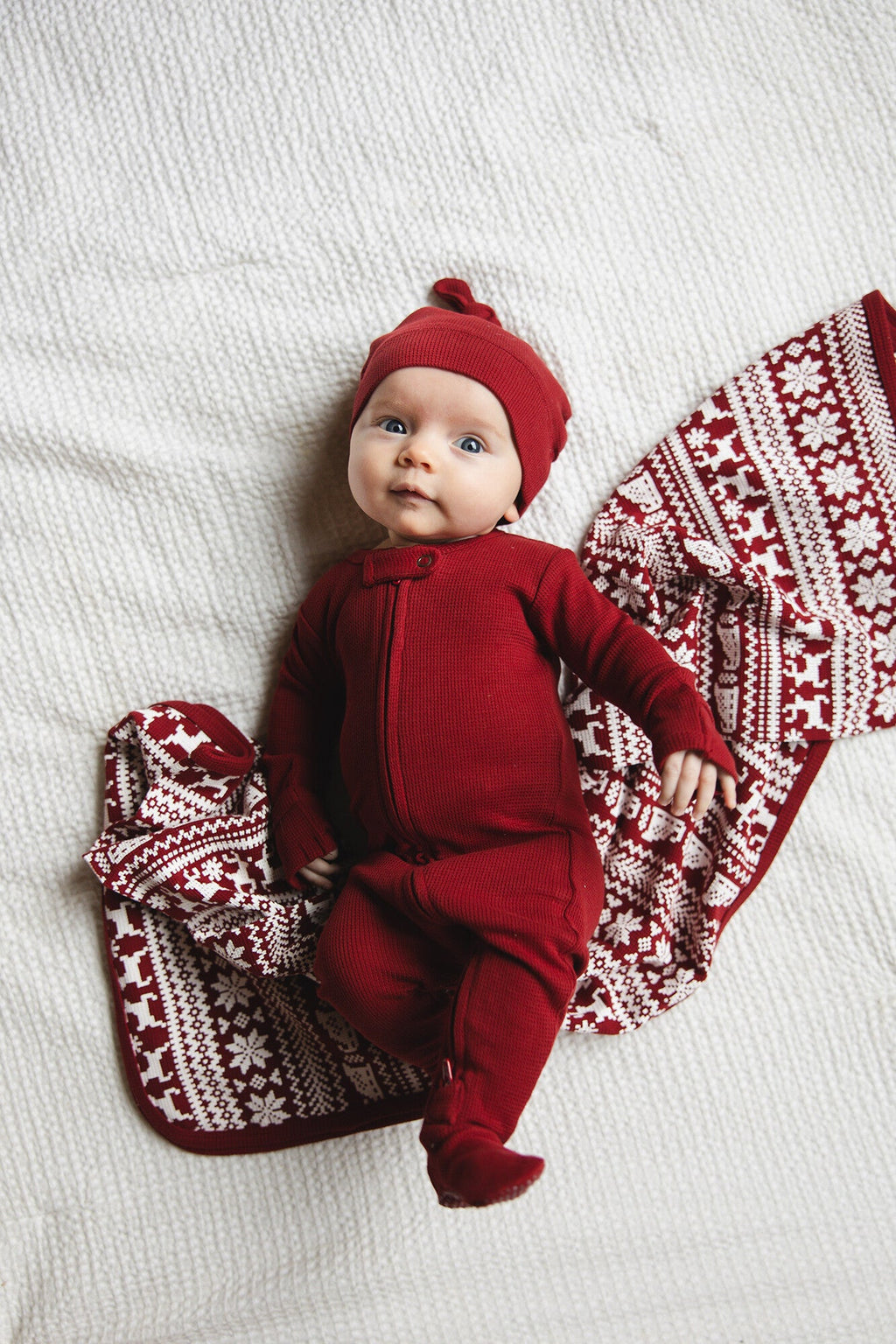 Crimson | Organic Thermal Zipper Footie