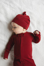 Crimson | Organic Thermal Zipper Footie