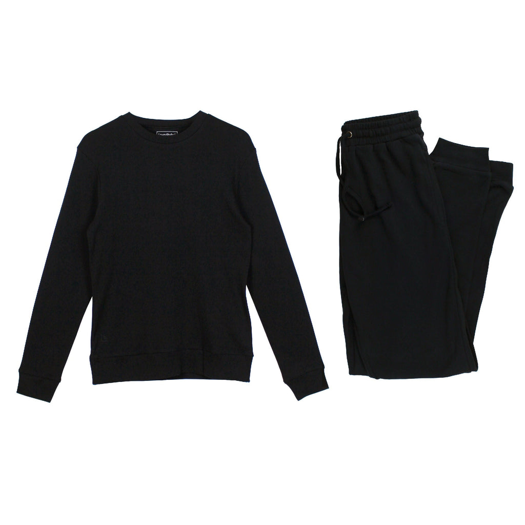 Black | Women's Organic Comfy Crew & Jogger Set