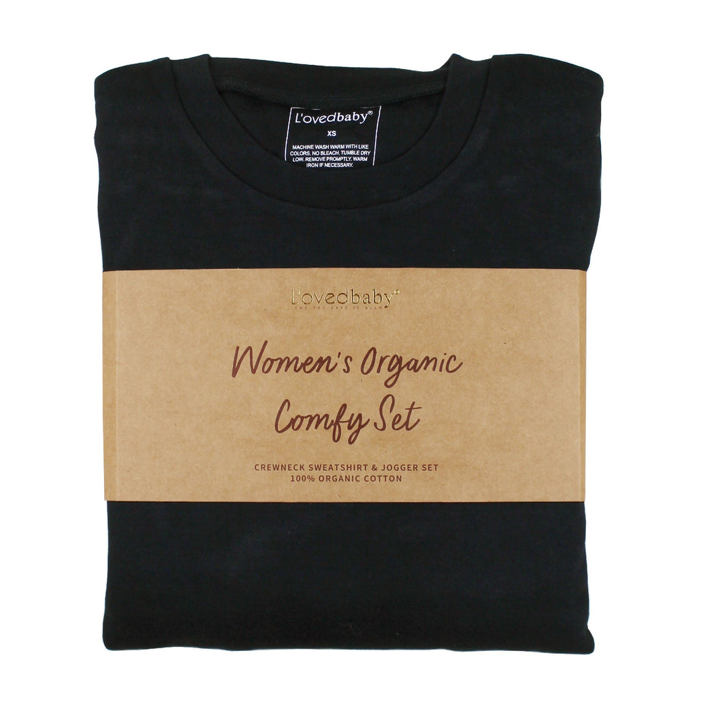 Black | Women's Organic Comfy Crew & Jogger Set