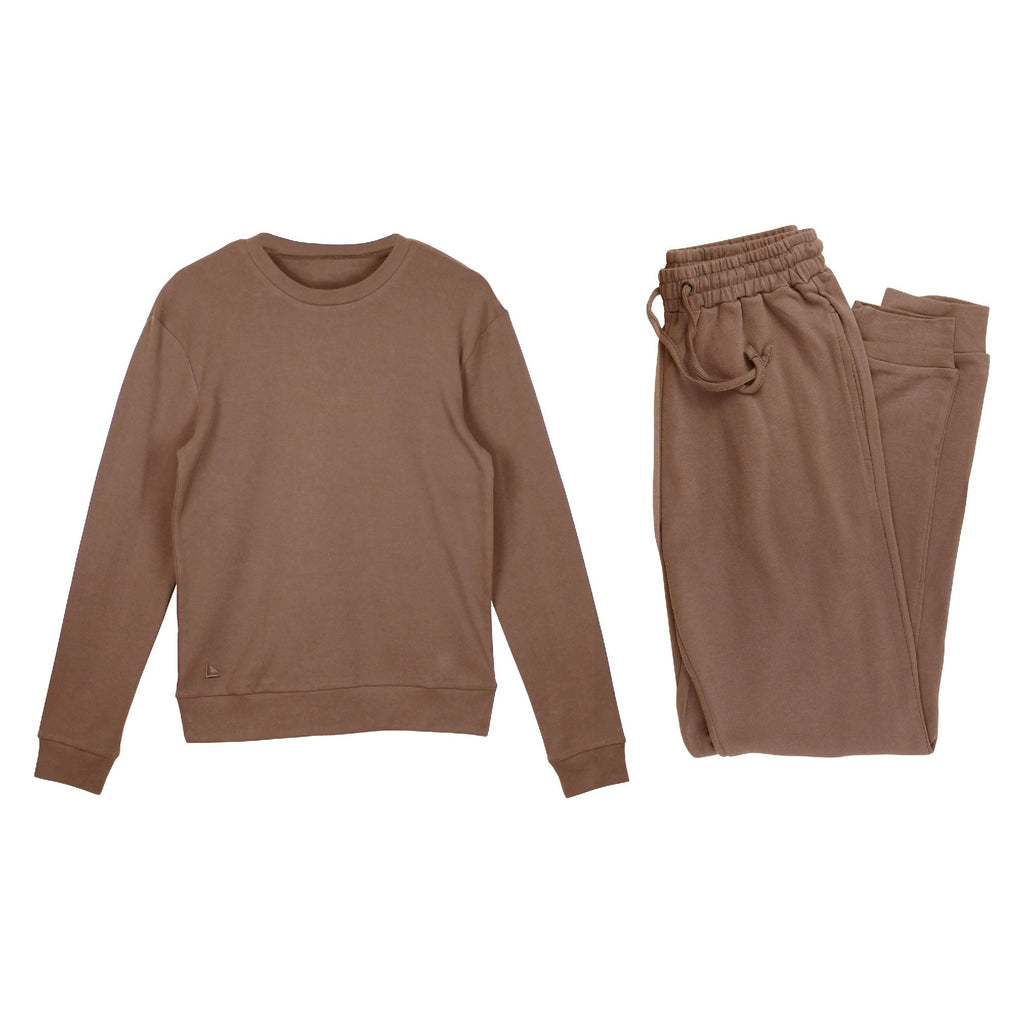 Latte | Women's Organic Comfy Crew & Jogger Set