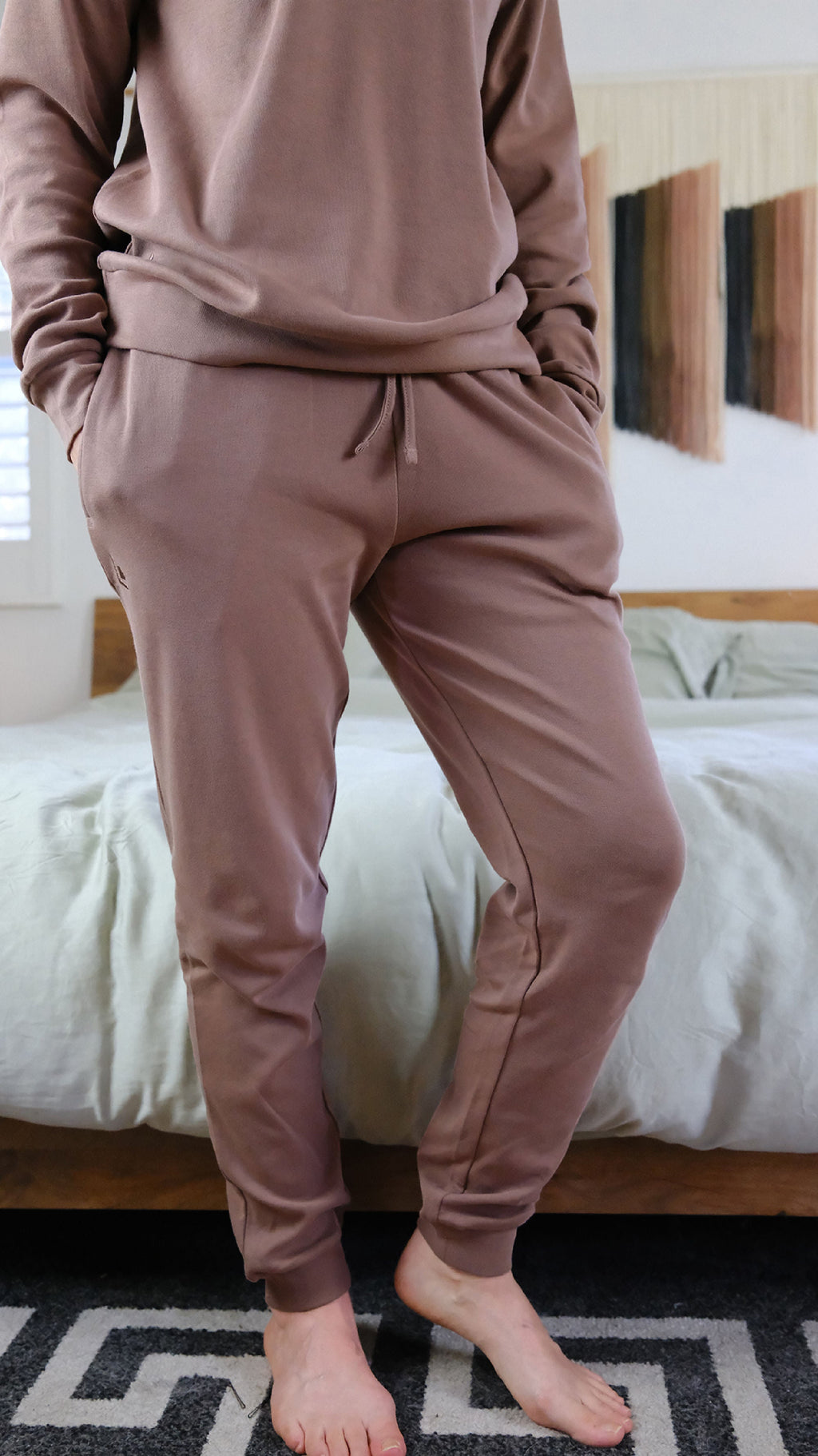 Latte | Women's Organic Comfy Crew & Jogger Set
