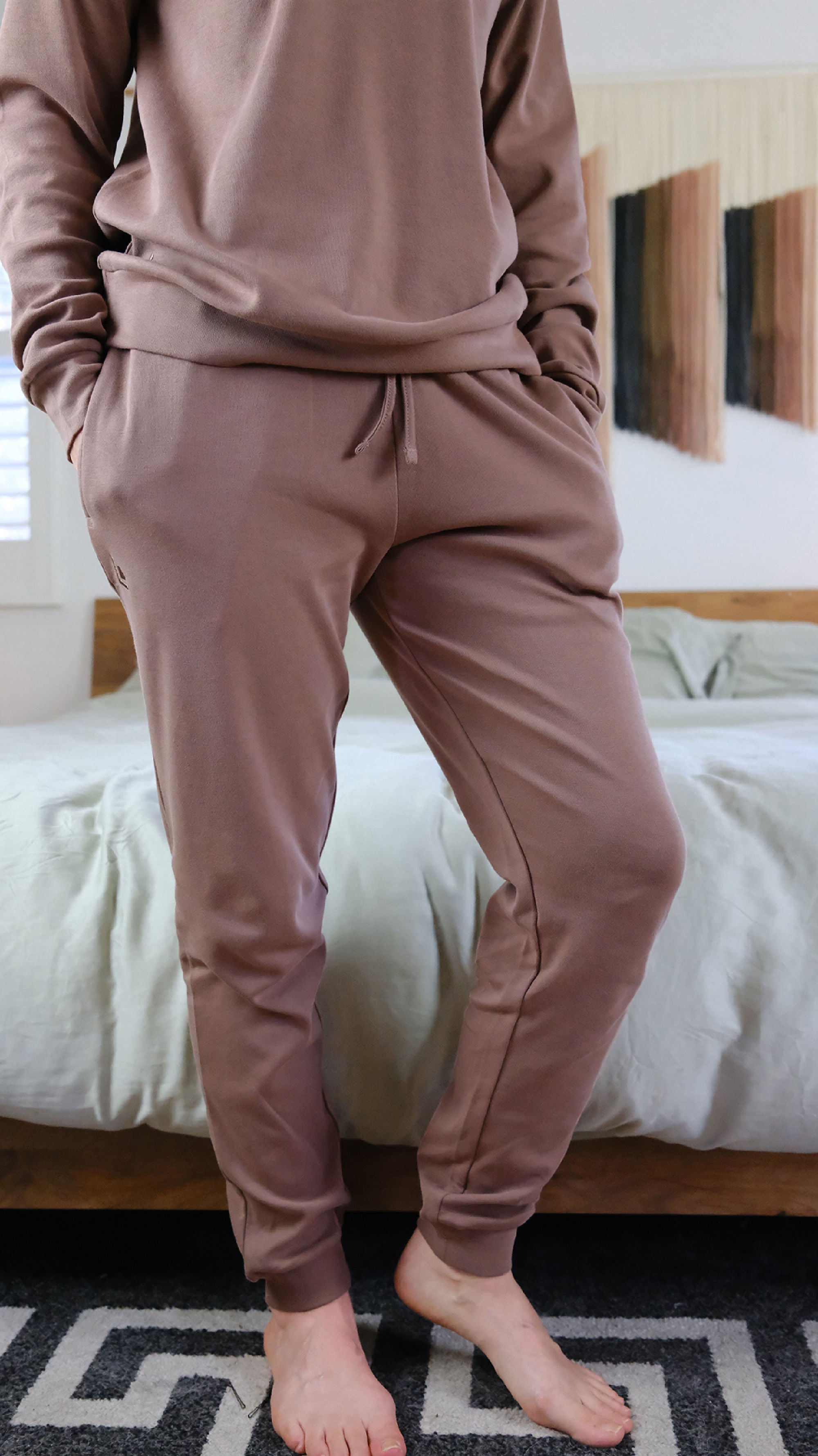 Latte | Women's Organic Comfy Crew & Jogger Set
