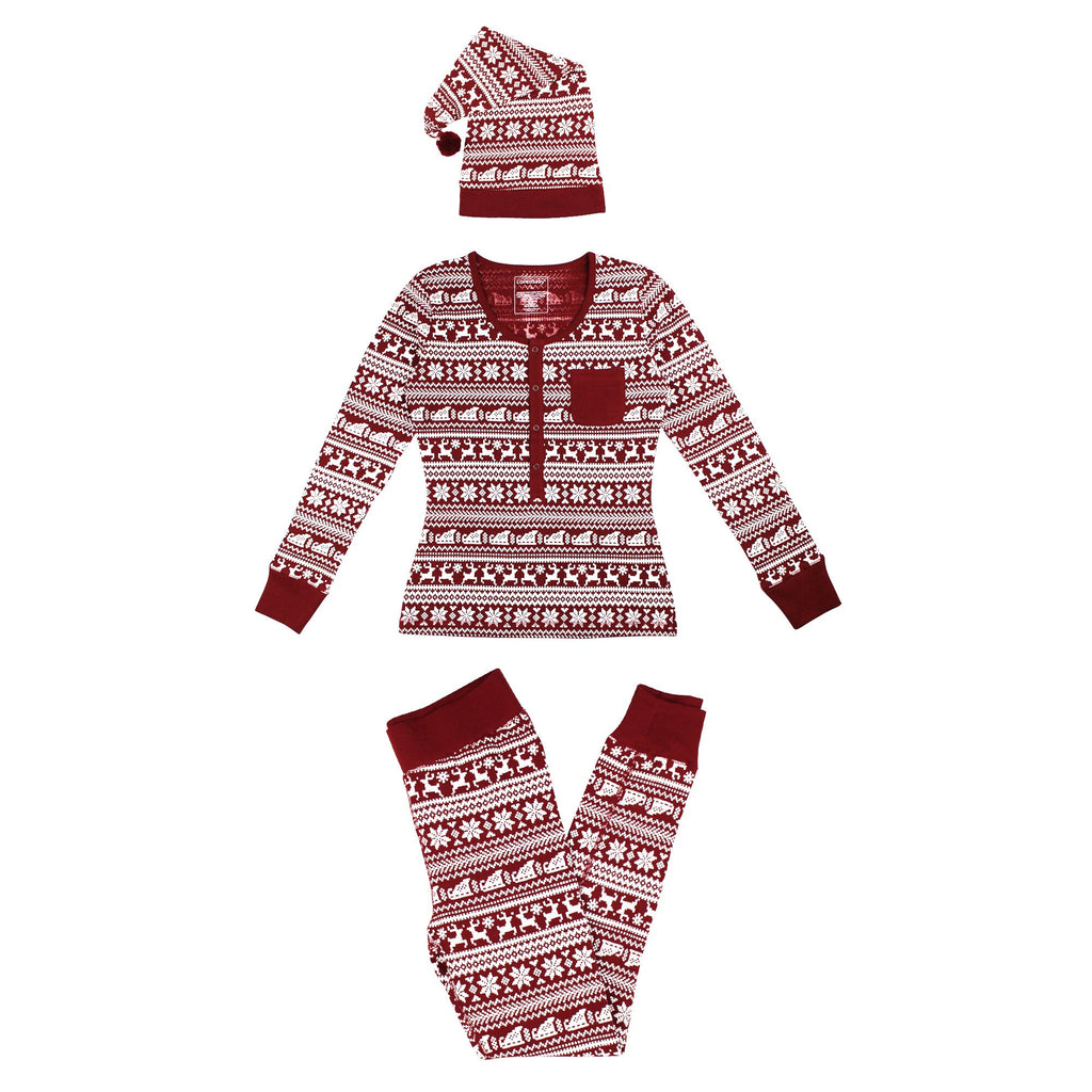 Santa's Sleigh | Women's Holiday Thermal PJ & Cap Set