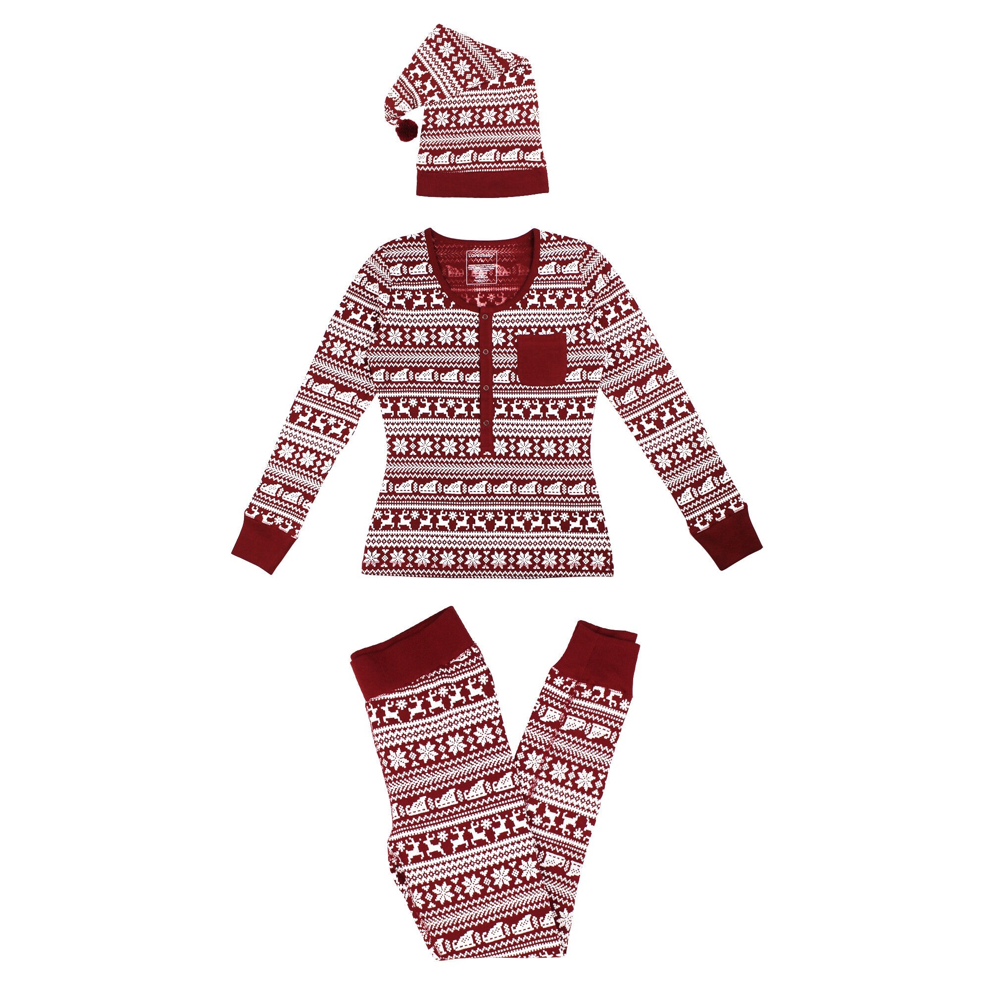 Santa's Sleigh | Women's Holiday Thermal PJ & Cap Set