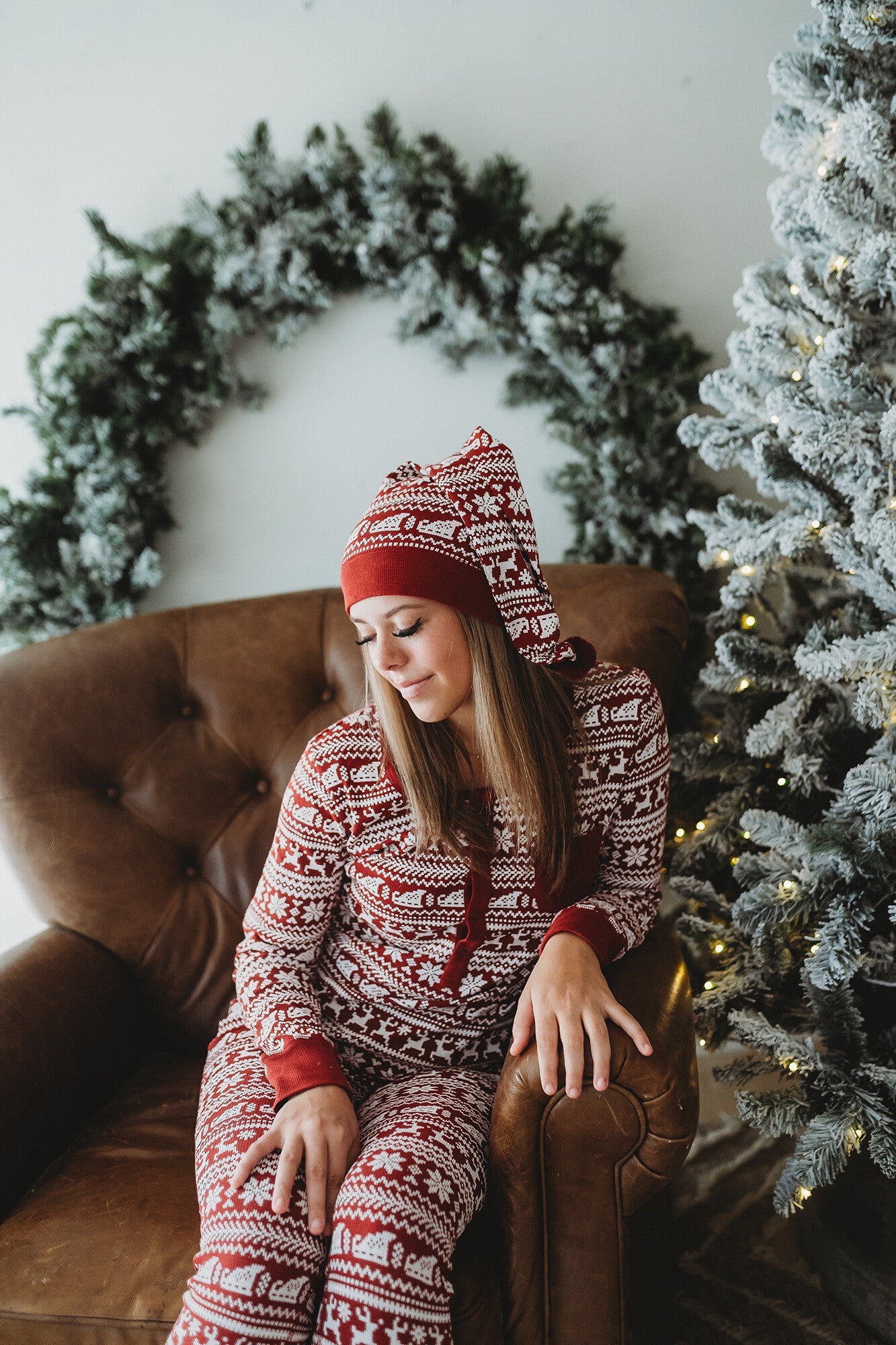 Santa's Sleigh | Women's Holiday Thermal PJ & Cap Set