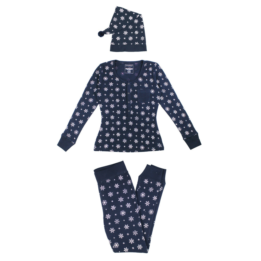 Snowy Night | Women's Holiday Thermal PJ & Cap Set