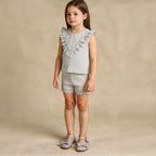 Organic Ruffle Top & Shorts Set - Fog