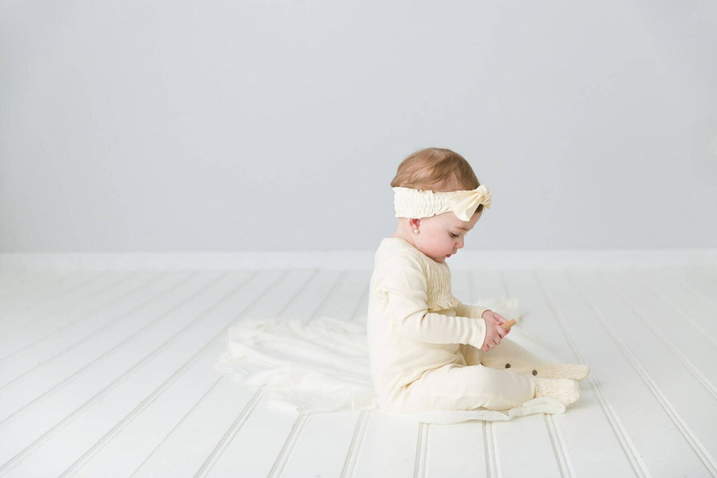 Buttercream | Organic Smocked Tie Headband
