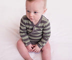 Gray/Seafoam Stripe | Organic Kimono Bodysuit