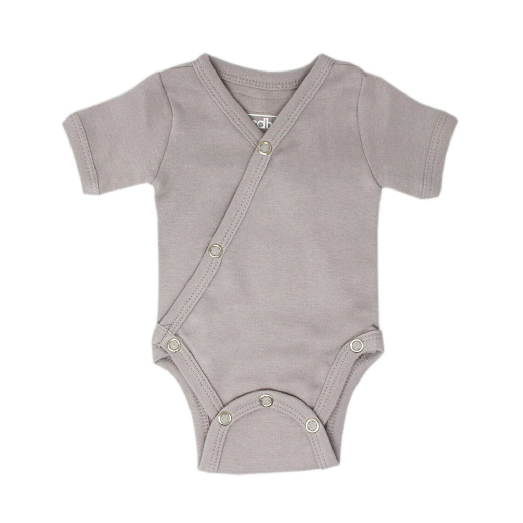 Light Gray | Organic Short-Sleeve Kimono Bodysuit