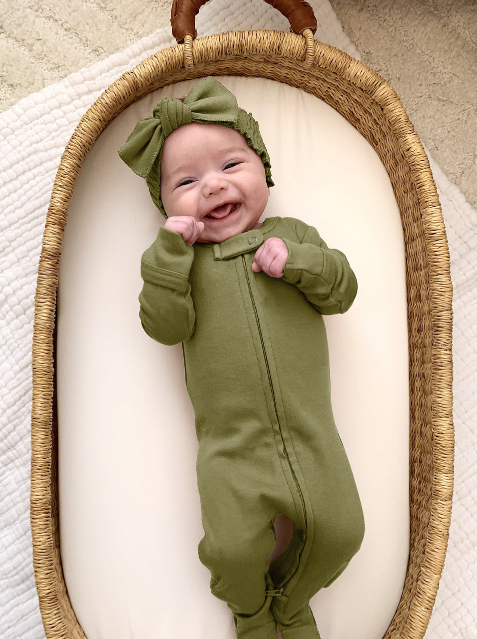 Sage | Organic Smocked Tie Headband