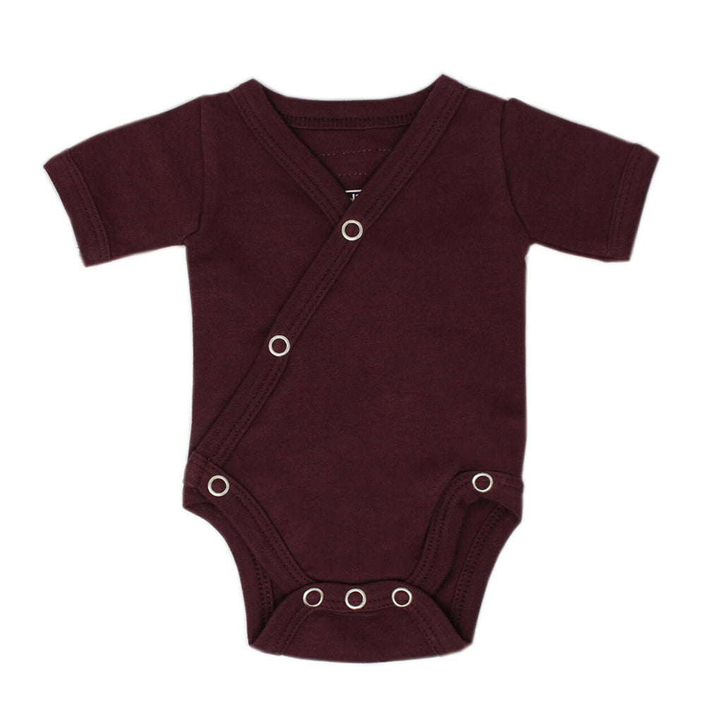 Eggplant | Organic Short-Sleeve Kimono Bodysuit
