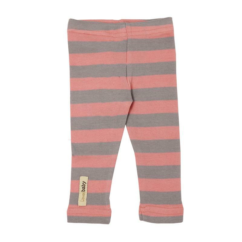 Coral/Light Gray Stripe | Organic Leggings
