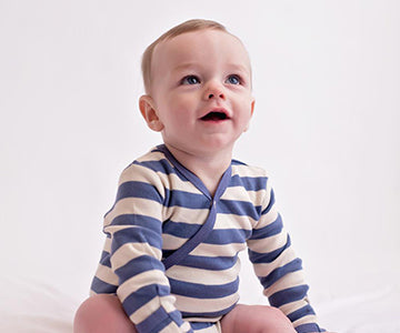 Slate/Beige Stripe | Organic Kimono Bodysuit